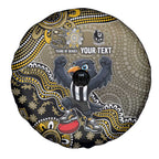 Personalized Magpies Football Mascot Spare Tire Cover Aboriginal Dot Art Style Vibrant Indigenous Pattern Design