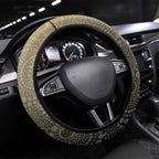 Magpies Football Mascot Steering Wheel Cover Aboriginal Dot Art Style Vibrant Indigenous Pattern Design