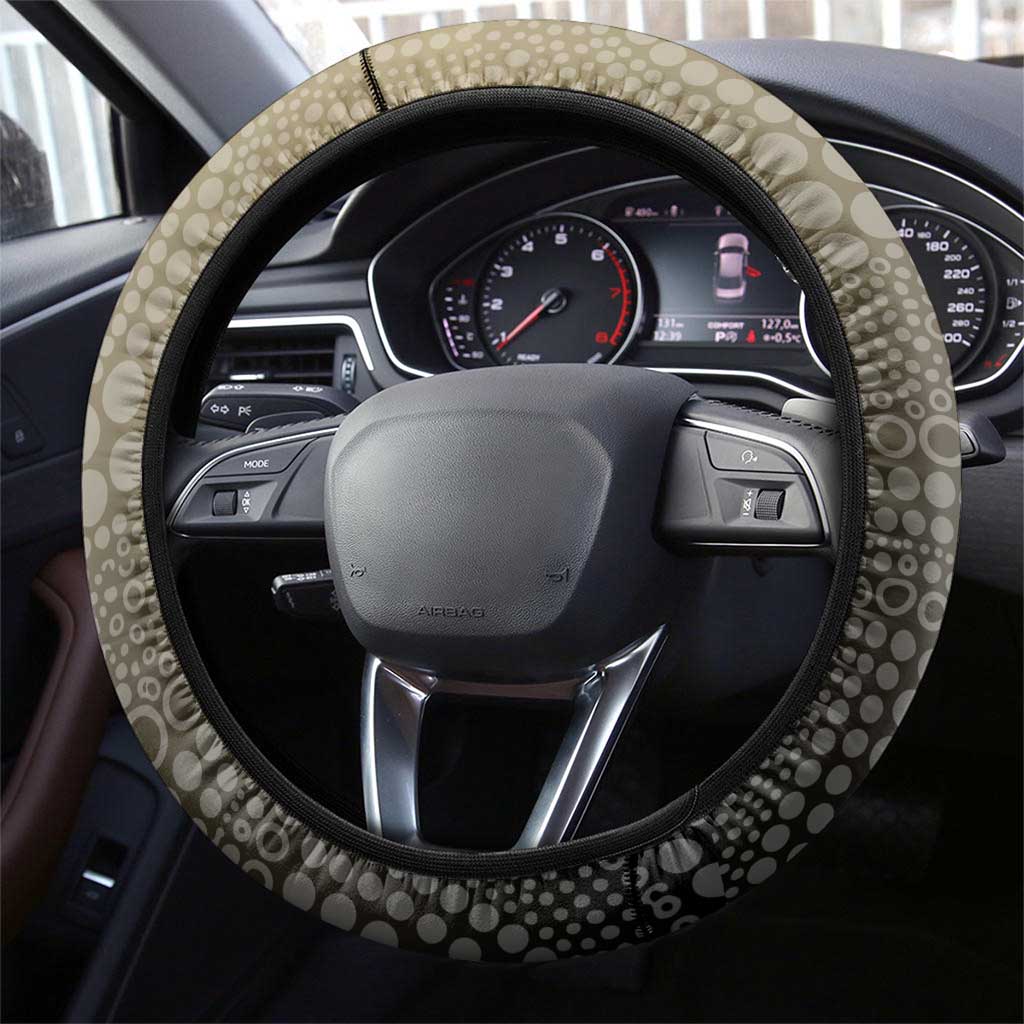 Magpies Football Mascot Steering Wheel Cover Aboriginal Dot Art Style Vibrant Indigenous Pattern Design