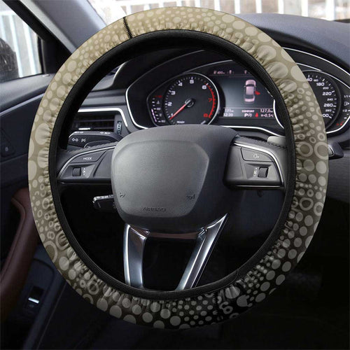 Magpies Football Mascot Steering Wheel Cover Aboriginal Dot Art Style Vibrant Indigenous Pattern Design