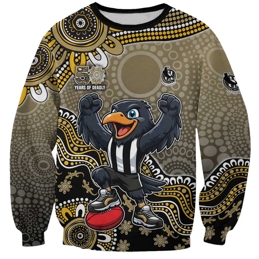Personalized Magpies Football Mascot Sweatshirt Aboriginal Dot Art Style Vibrant Indigenous Pattern Design