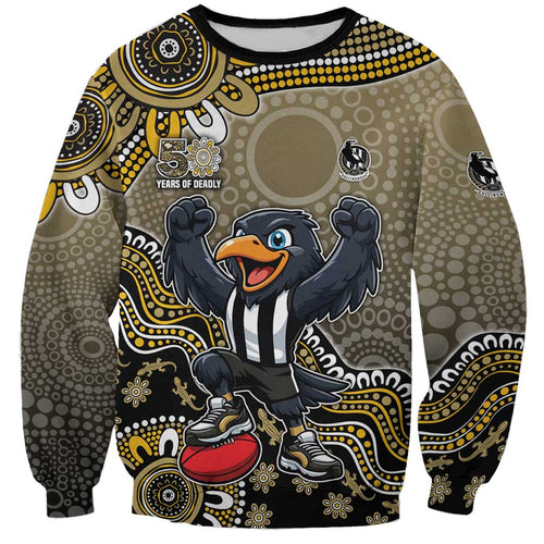 Personalized Magpies Football Mascot Sweatshirt Aboriginal Dot Art Style Vibrant Indigenous Pattern Design