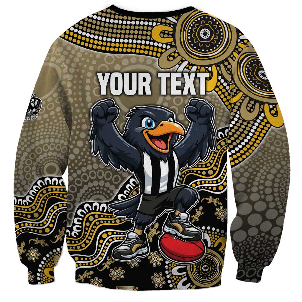 Personalized Magpies Football Mascot Sweatshirt Aboriginal Dot Art Style Vibrant Indigenous Pattern Design