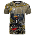 Personalized Magpies Football Mascot T Shirt Aboriginal Dot Art Style Vibrant Indigenous Pattern Design
