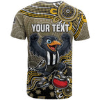 Personalized Magpies Football Mascot T Shirt Aboriginal Dot Art Style Vibrant Indigenous Pattern Design