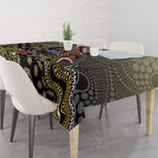 Personalized Magpies Football Mascot Tablecloth Aboriginal Dot Art Style Vibrant Indigenous Pattern Design