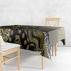 Personalized Magpies Football Mascot Tablecloth Aboriginal Dot Art Style Vibrant Indigenous Pattern Design