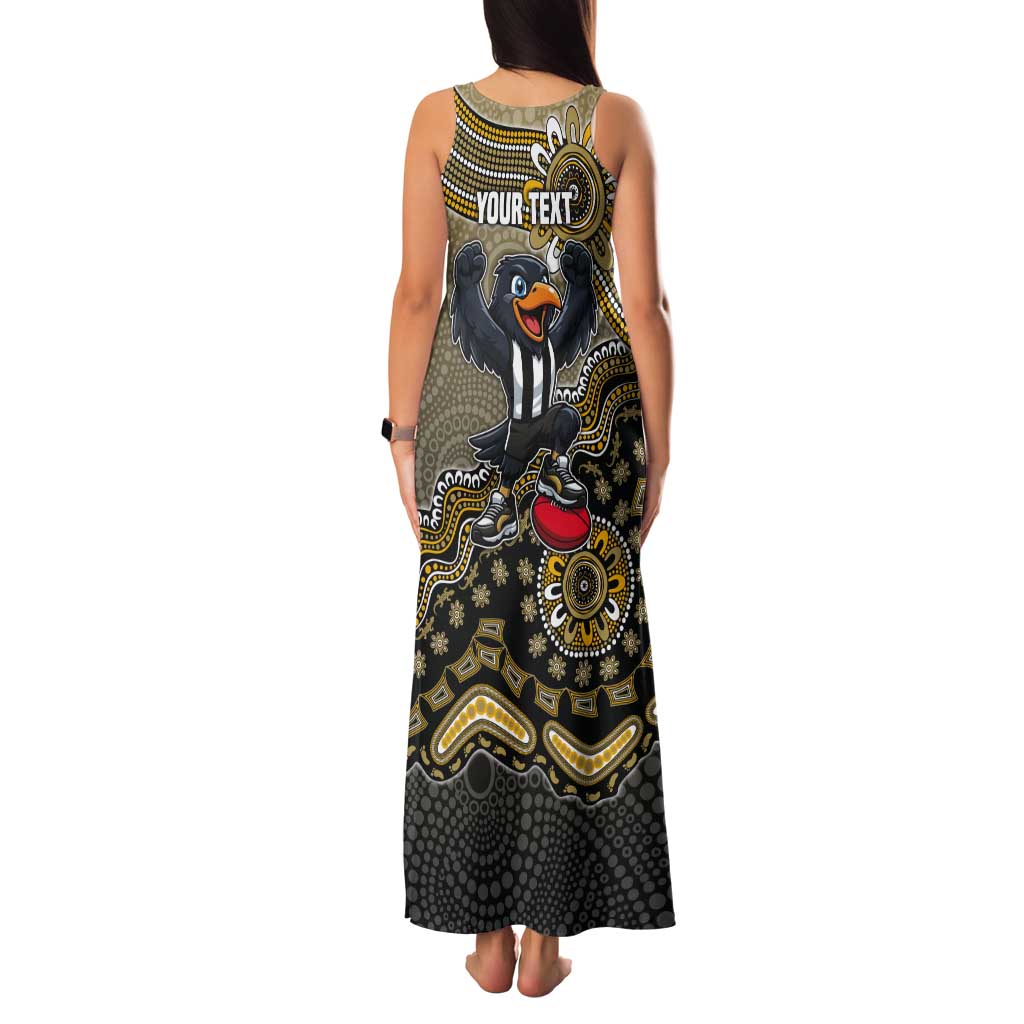 Personalized Magpies Football Mascot Tank Maxi Dress Aboriginal Dot Art Style Vibrant Indigenous Pattern Design