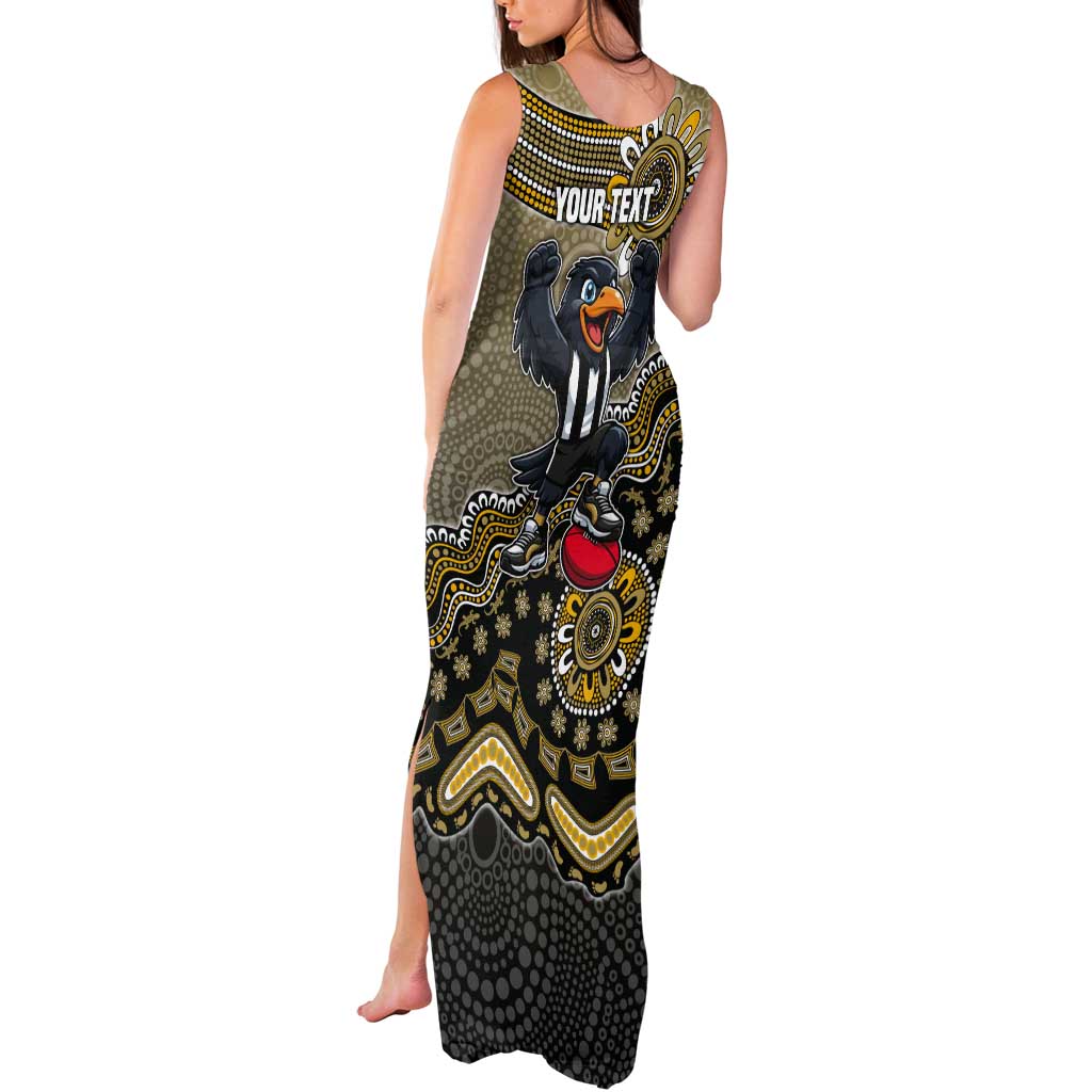 Personalized Magpies Football Mascot Tank Maxi Dress Aboriginal Dot Art Style Vibrant Indigenous Pattern Design