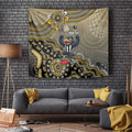 Personalized Magpies Football Mascot Tapestry Aboriginal Dot Art Style Vibrant Indigenous Pattern Design