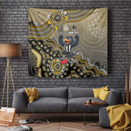 Personalized Magpies Football Mascot Tapestry Aboriginal Dot Art Style Vibrant Indigenous Pattern Design