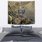 Personalized Magpies Football Mascot Tapestry Aboriginal Dot Art Style Vibrant Indigenous Pattern Design