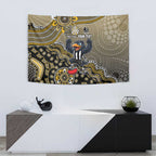 Personalized Magpies Football Mascot Tapestry Aboriginal Dot Art Style Vibrant Indigenous Pattern Design