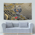 Personalized Magpies Football Mascot Tapestry Aboriginal Dot Art Style Vibrant Indigenous Pattern Design