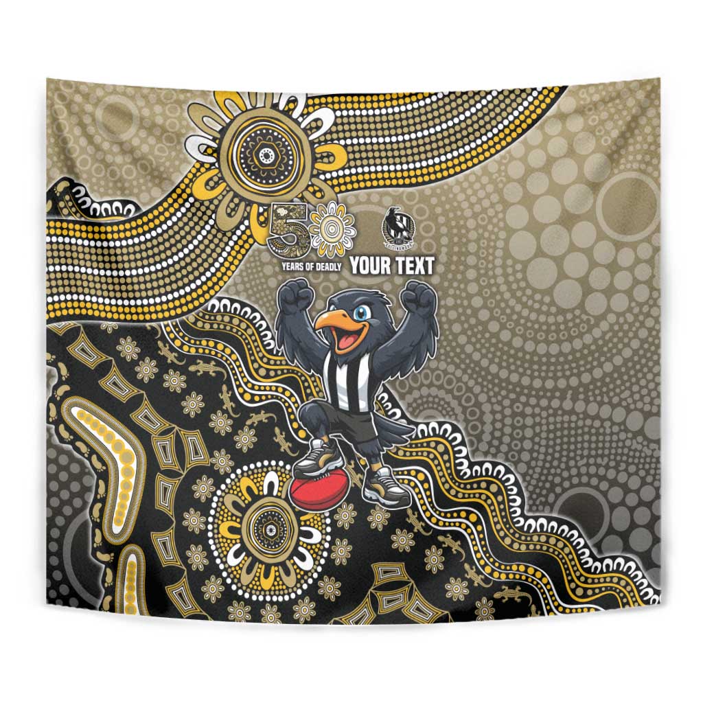 Personalized Magpies Football Mascot Tapestry Aboriginal Dot Art Style Vibrant Indigenous Pattern Design
