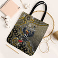 Personalized Magpies Football Mascot Tote Bag Aboriginal Dot Art Style Vibrant Indigenous Pattern Design