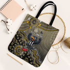 Personalized Magpies Football Mascot Tote Bag Aboriginal Dot Art Style Vibrant Indigenous Pattern Design