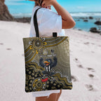 Personalized Magpies Football Mascot Tote Bag Aboriginal Dot Art Style Vibrant Indigenous Pattern Design