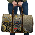 Personalized Magpies Football Mascot Travel Bag Aboriginal Dot Art Style Vibrant Indigenous Pattern Design