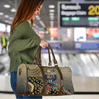 Personalized Magpies Football Mascot Travel Bag Aboriginal Dot Art Style Vibrant Indigenous Pattern Design