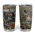 Personalized Magpies Football Mascot Tumbler Cup Aboriginal Dot Art Style Vibrant Indigenous Pattern Design