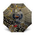 Personalized Magpies Football Mascot Umbrella Aboriginal Dot Art Style Vibrant Indigenous Pattern Design