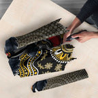 Personalized Magpies Football Mascot Umbrella Aboriginal Dot Art Style Vibrant Indigenous Pattern Design