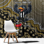 Personalized Magpies Football Mascot Window Curtain Aboriginal Dot Art Style Vibrant Indigenous Pattern Design