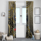 Personalized Magpies Football Mascot Window Curtain Aboriginal Dot Art Style Vibrant Indigenous Pattern Design