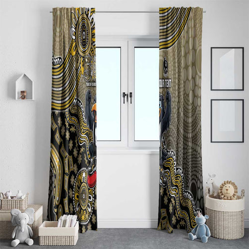 Personalized Magpies Football Mascot Window Curtain Aboriginal Dot Art Style Vibrant Indigenous Pattern Design