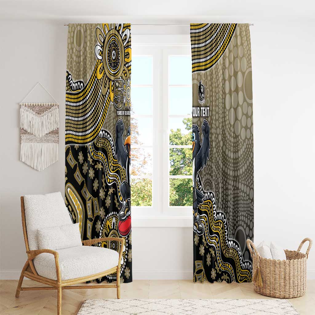 Personalized Magpies Football Mascot Window Curtain Aboriginal Dot Art Style Vibrant Indigenous Pattern Design