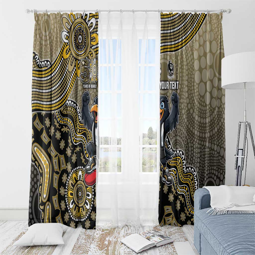 Personalized Magpies Football Mascot Window Curtain Aboriginal Dot Art Style Vibrant Indigenous Pattern Design