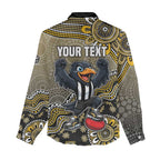 Personalized Magpies Football Mascot Women Casual Shirt Aboriginal Dot Art Style Vibrant Indigenous Pattern Design