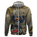 Personalized Magpies Football Mascot Zip Hoodie Aboriginal Dot Art Style Vibrant Indigenous Pattern Design
