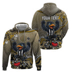 Personalized Magpies Football Mascot Zip Hoodie Aboriginal Dot Art Style Vibrant Indigenous Pattern Design