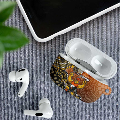 Personalized Giants Football Mascot AirPods Case Aboriginal Dot Art Style Vibrant Indigenous Pattern Design