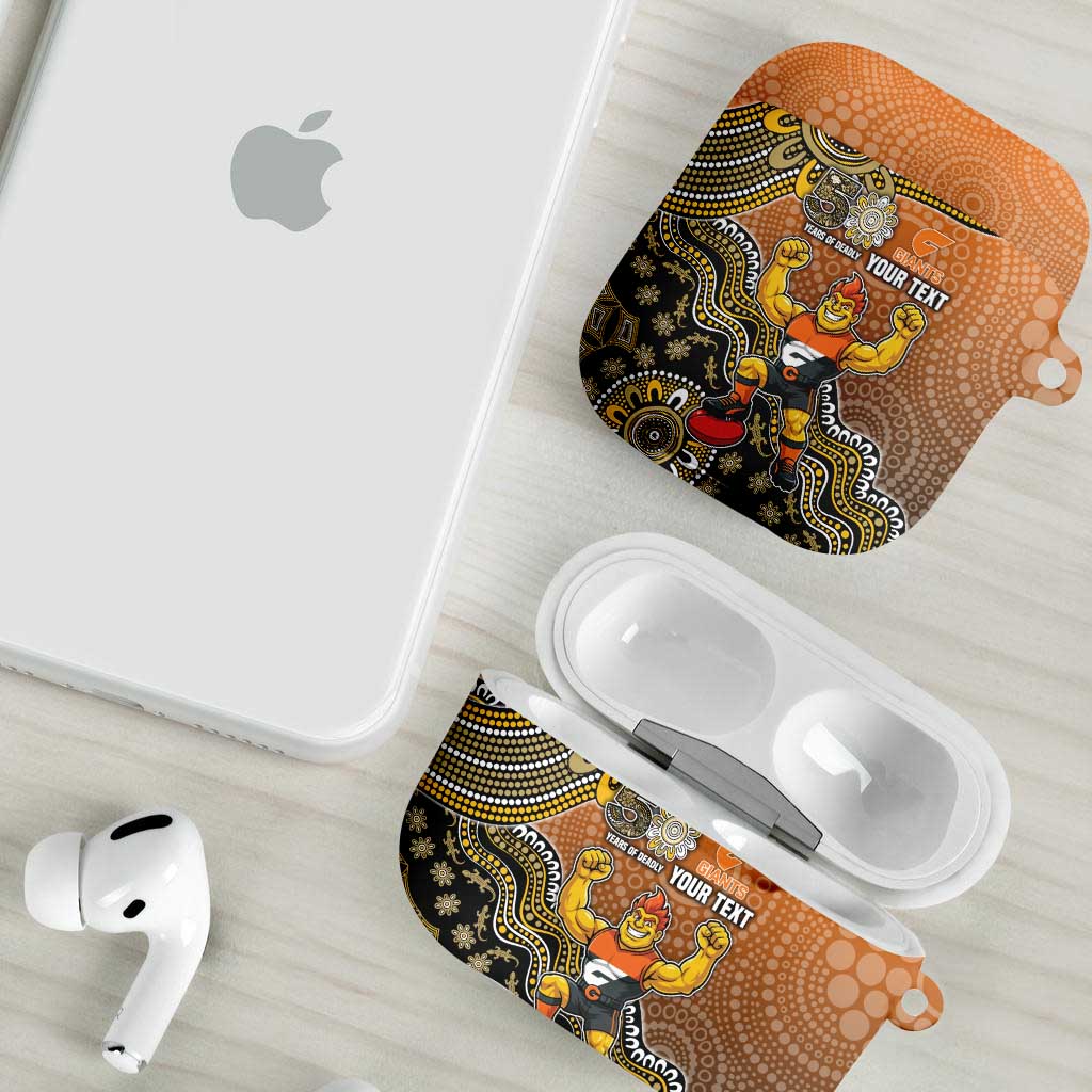 Personalized Giants Football Mascot AirPods Case Aboriginal Dot Art Style Vibrant Indigenous Pattern Design