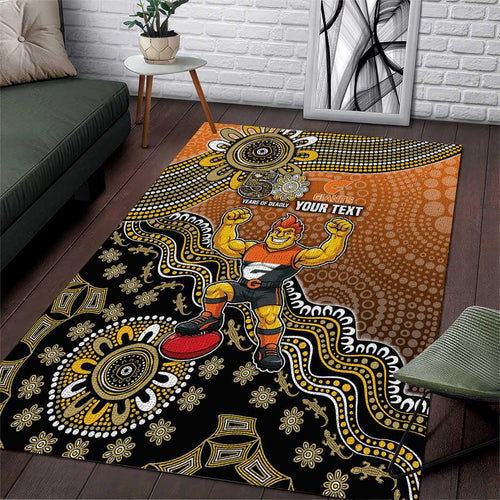 Personalized Giants Football Mascot Area Rug Aboriginal Dot Art Style Vibrant Indigenous Pattern Design