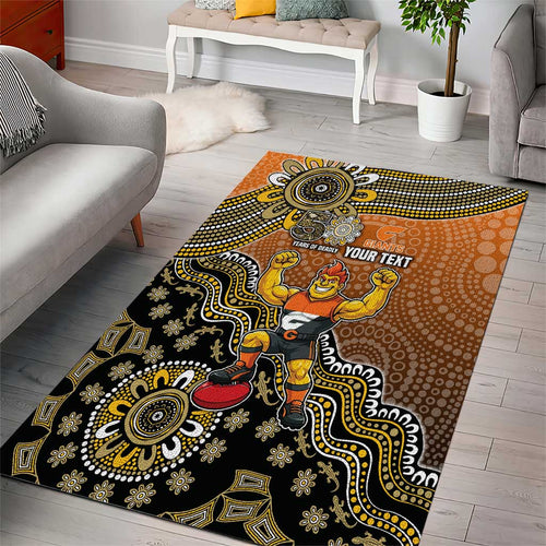 Personalized Giants Football Mascot Area Rug Aboriginal Dot Art Style Vibrant Indigenous Pattern Design