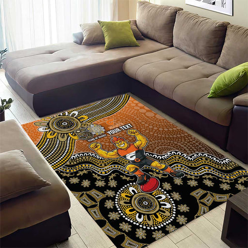 Personalized Giants Football Mascot Area Rug Aboriginal Dot Art Style Vibrant Indigenous Pattern Design