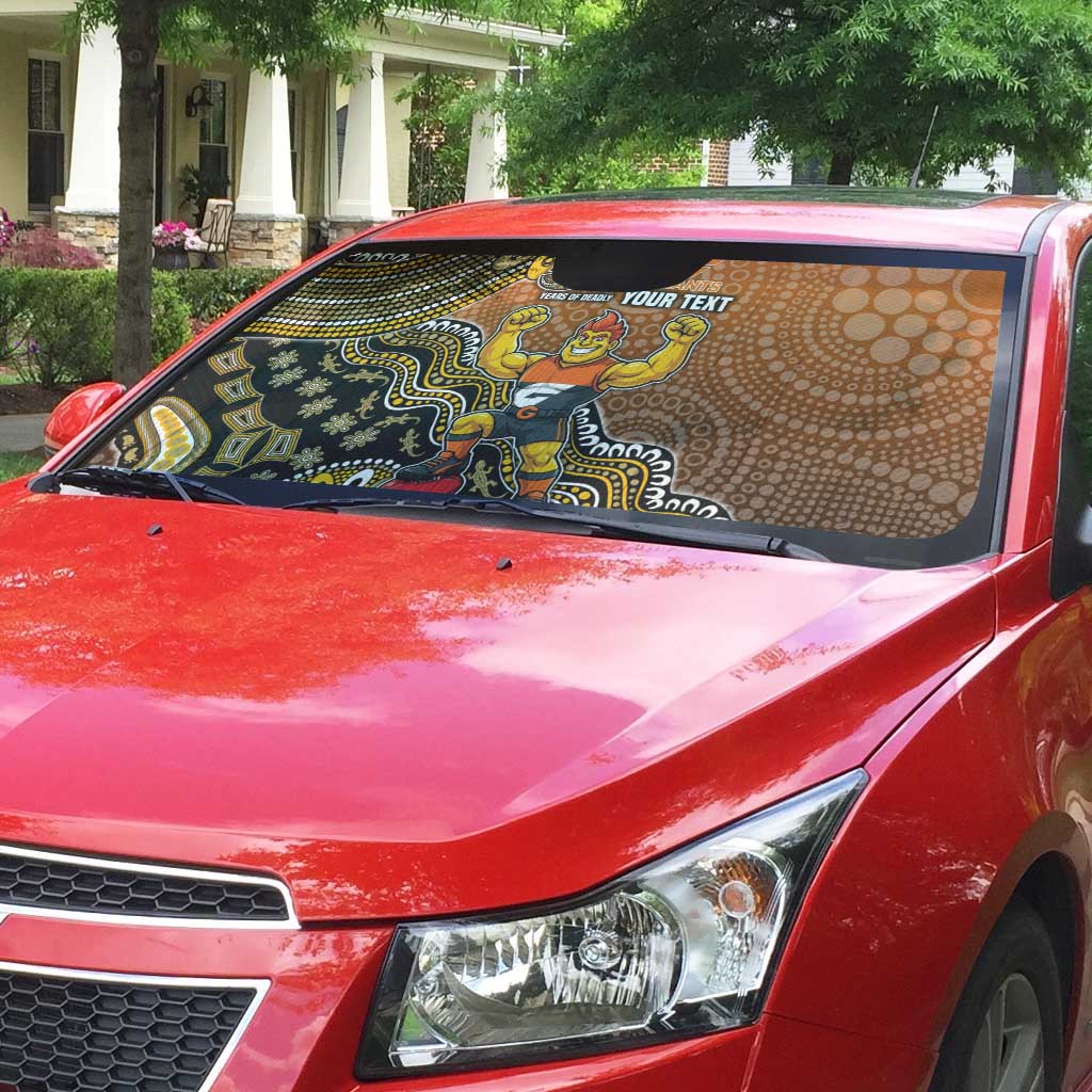 Personalized Giants Football Mascot Auto Sun Shade Aboriginal Dot Art Style Vibrant Indigenous Pattern Design