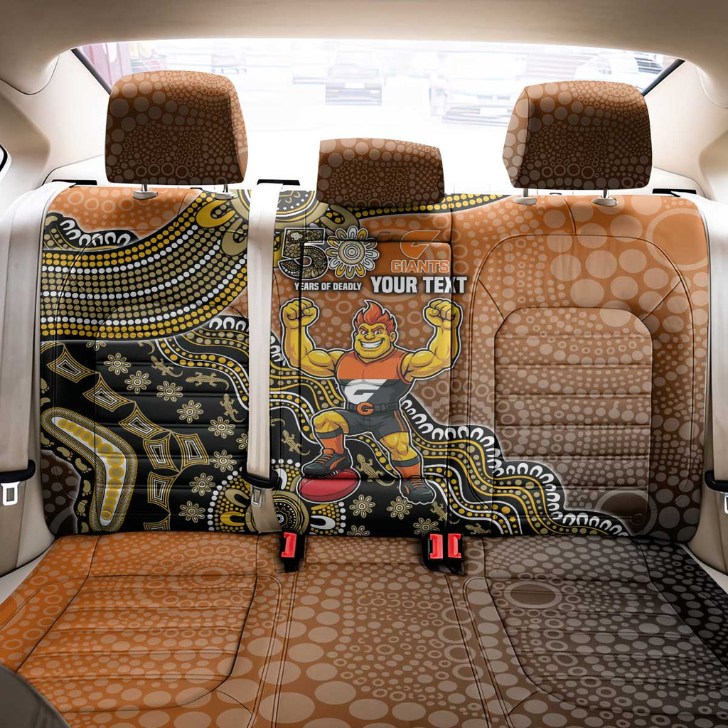 Personalized Giants Football Mascot Back Car Seat Cover Aboriginal Dot Art Style Vibrant Indigenous Pattern Design