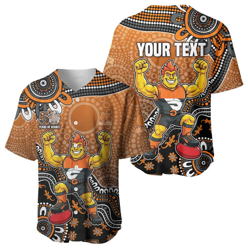 Personalized Giants Football Mascot Baseball Jersey Aboriginal Dot Art Style Vibrant Indigenous Pattern Design