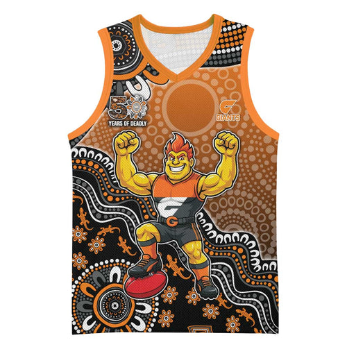 Personalized Giants Football Mascot Basketball Jersey Aboriginal Dot Art Style Vibrant Indigenous Pattern Design