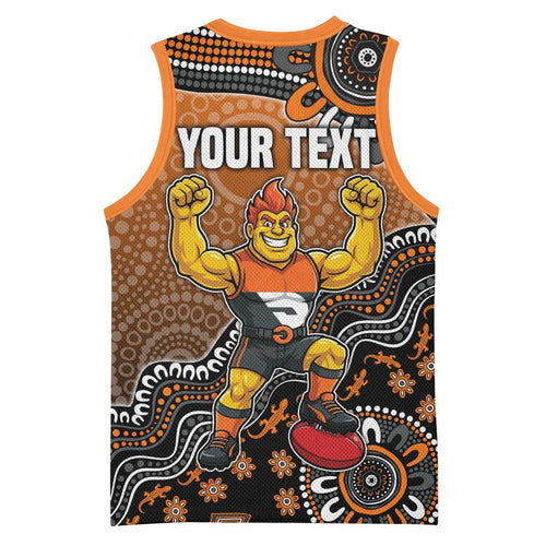 Personalized Giants Football Mascot Basketball Jersey Aboriginal Dot Art Style Vibrant Indigenous Pattern Design