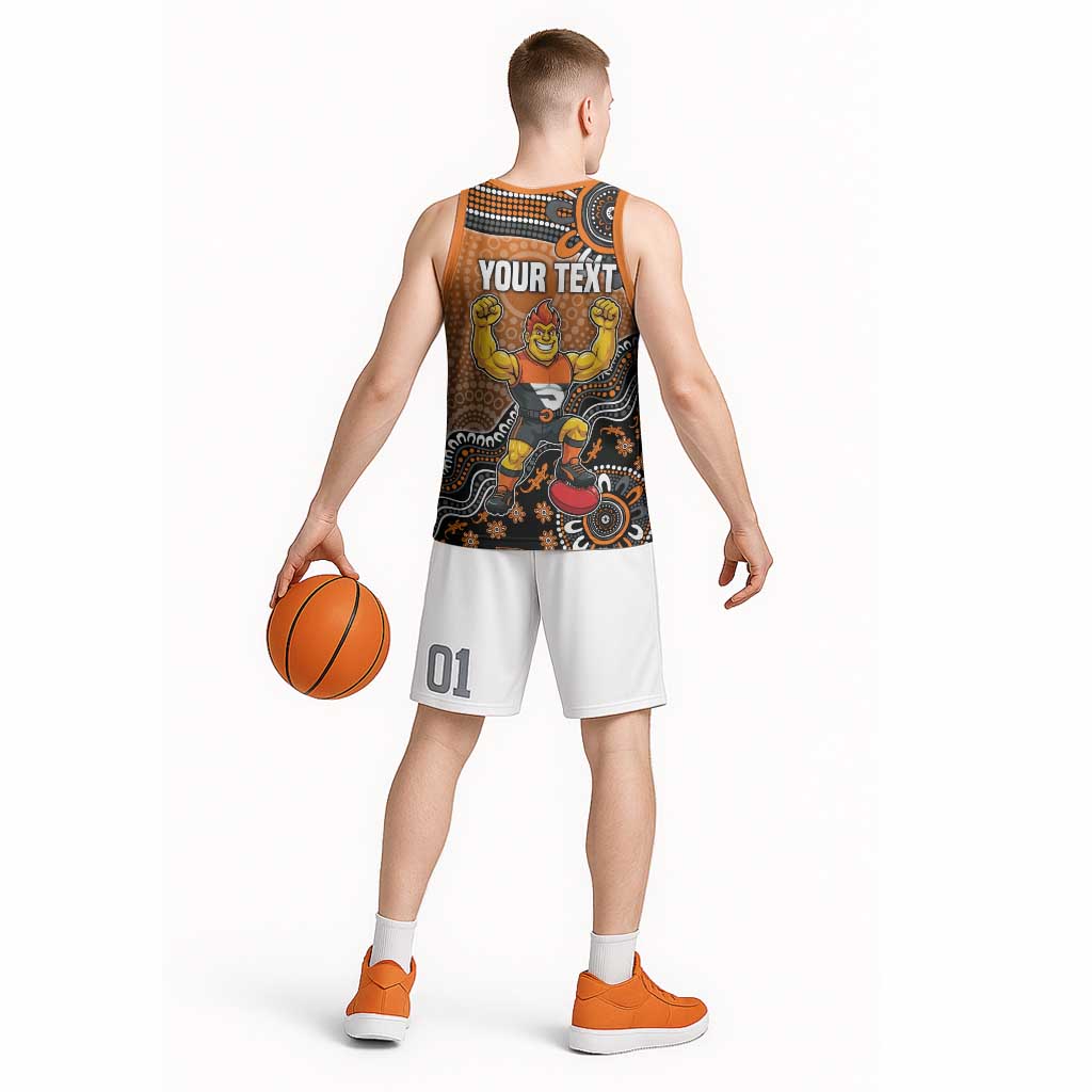 Personalized Giants Football Mascot Basketball Jersey Aboriginal Dot Art Style Vibrant Indigenous Pattern Design