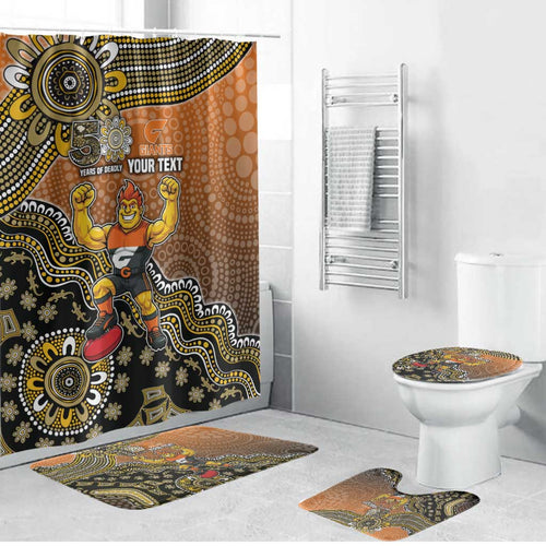 Personalized Giants Football Mascot Bathroom Set Aboriginal Dot Art Style Vibrant Indigenous Pattern Design