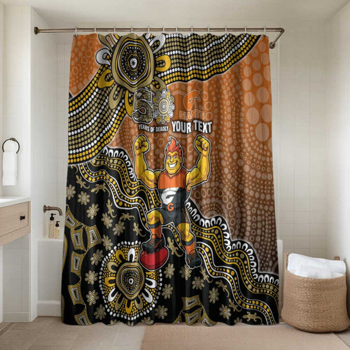 Personalized Giants Football Mascot Bathroom Set Aboriginal Dot Art Style Vibrant Indigenous Pattern Design