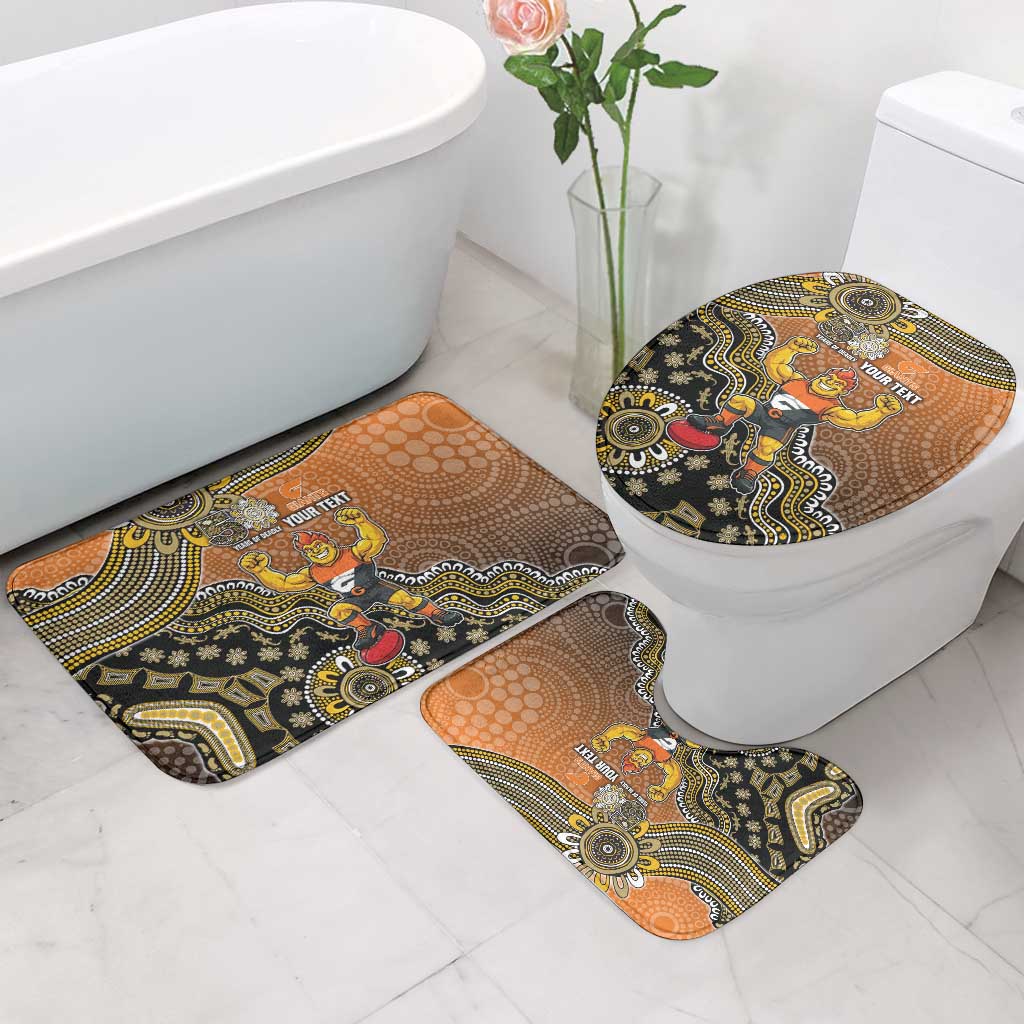 Personalized Giants Football Mascot Bathroom Set Aboriginal Dot Art Style Vibrant Indigenous Pattern Design