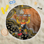 Personalized Giants Football Mascot Beach Blanket Aboriginal Dot Art Style Vibrant Indigenous Pattern Design